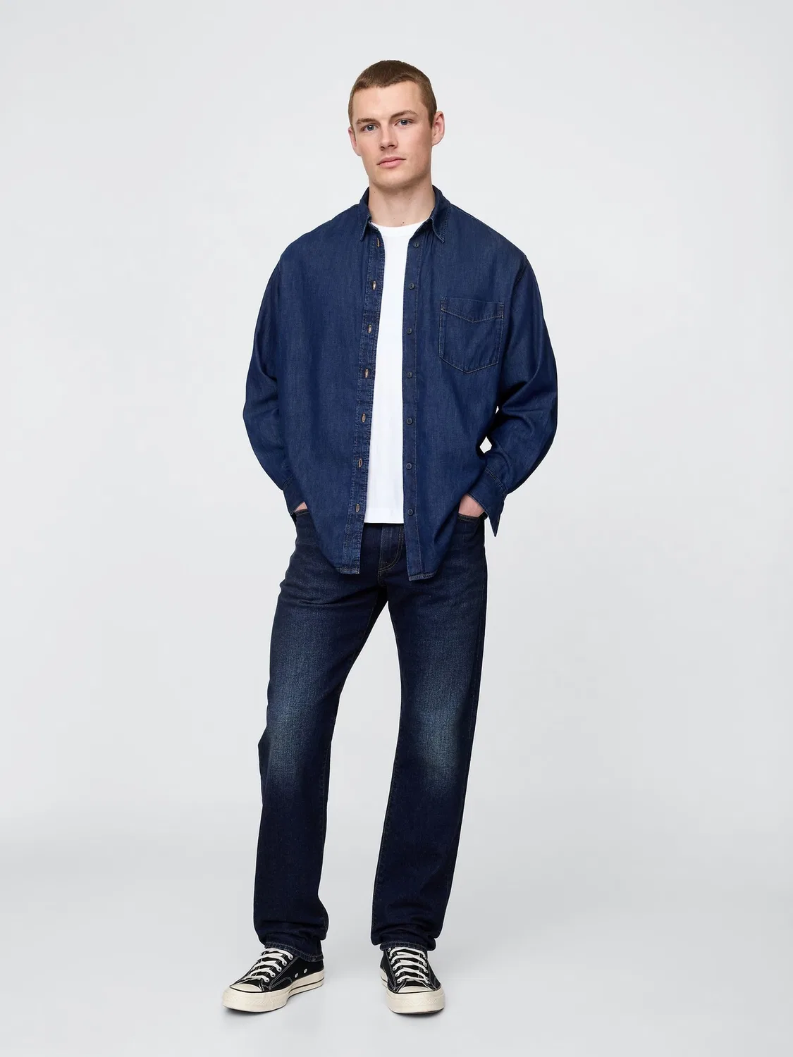 Джинсы прямые Gap Blue Indigo, синий индиго