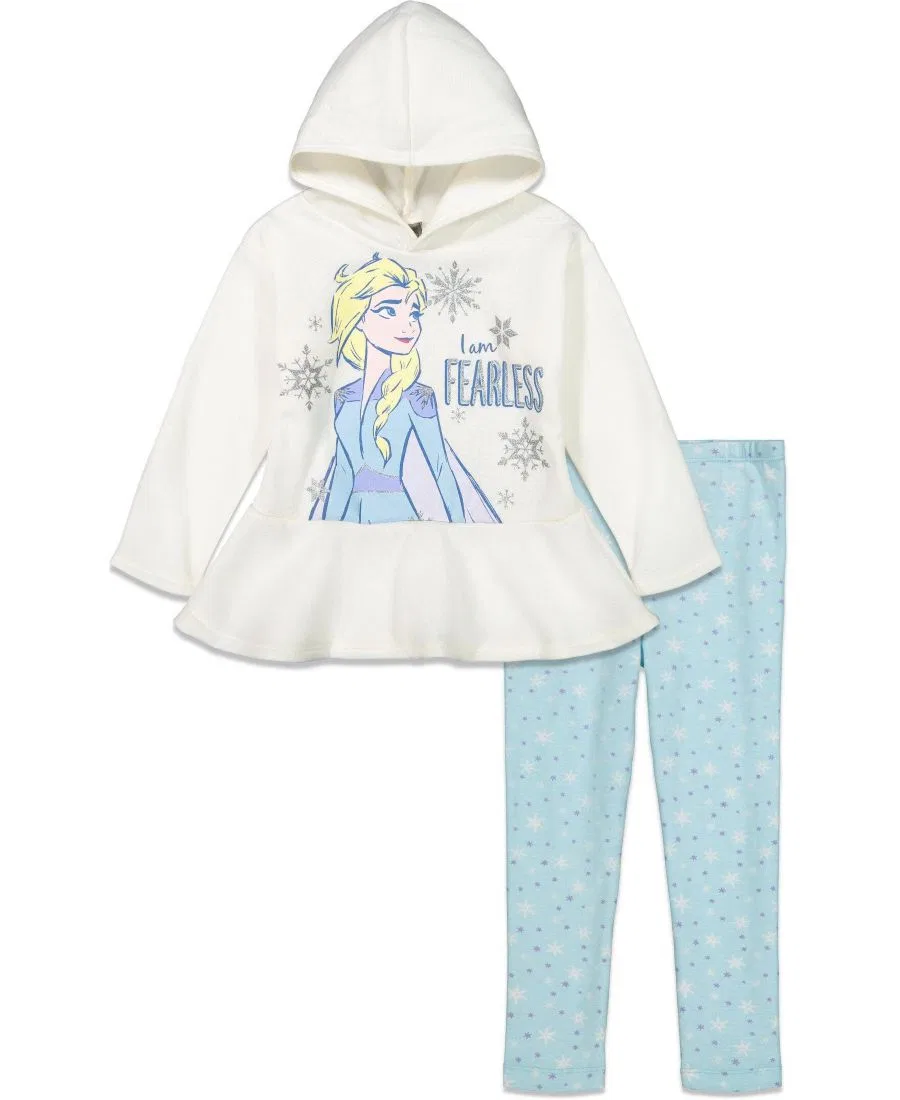 Комплект из худи и брюк с принтом Frozen, Elsa tusk light blue