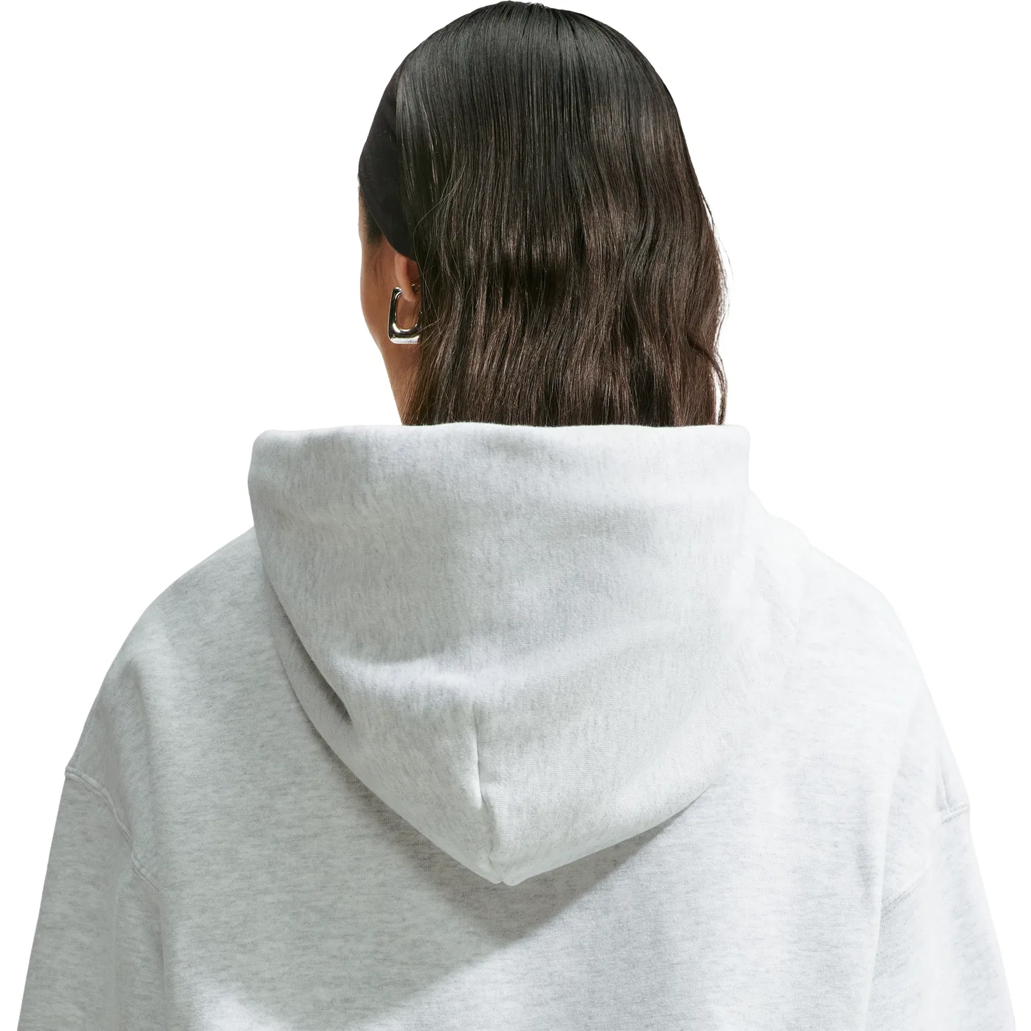 Женское худи Studio Fleece Medium Weight Oversized Cropped Hoodie 'Birch Heather Black' Nike, Birch Heather/Black — фото 4