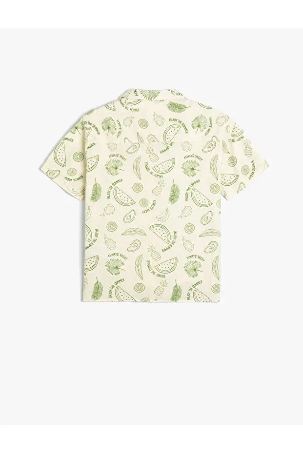 Детская рубашка для мальчиков с коротким рукавом Fruit Themed Koton, Ecru Patterned — фото 2