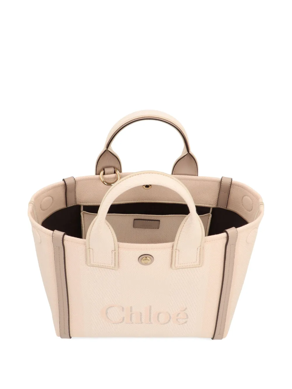 Маленькая холщовая сумка-тоут с тисненым логотипом Carry CHLOÉ — фото 4