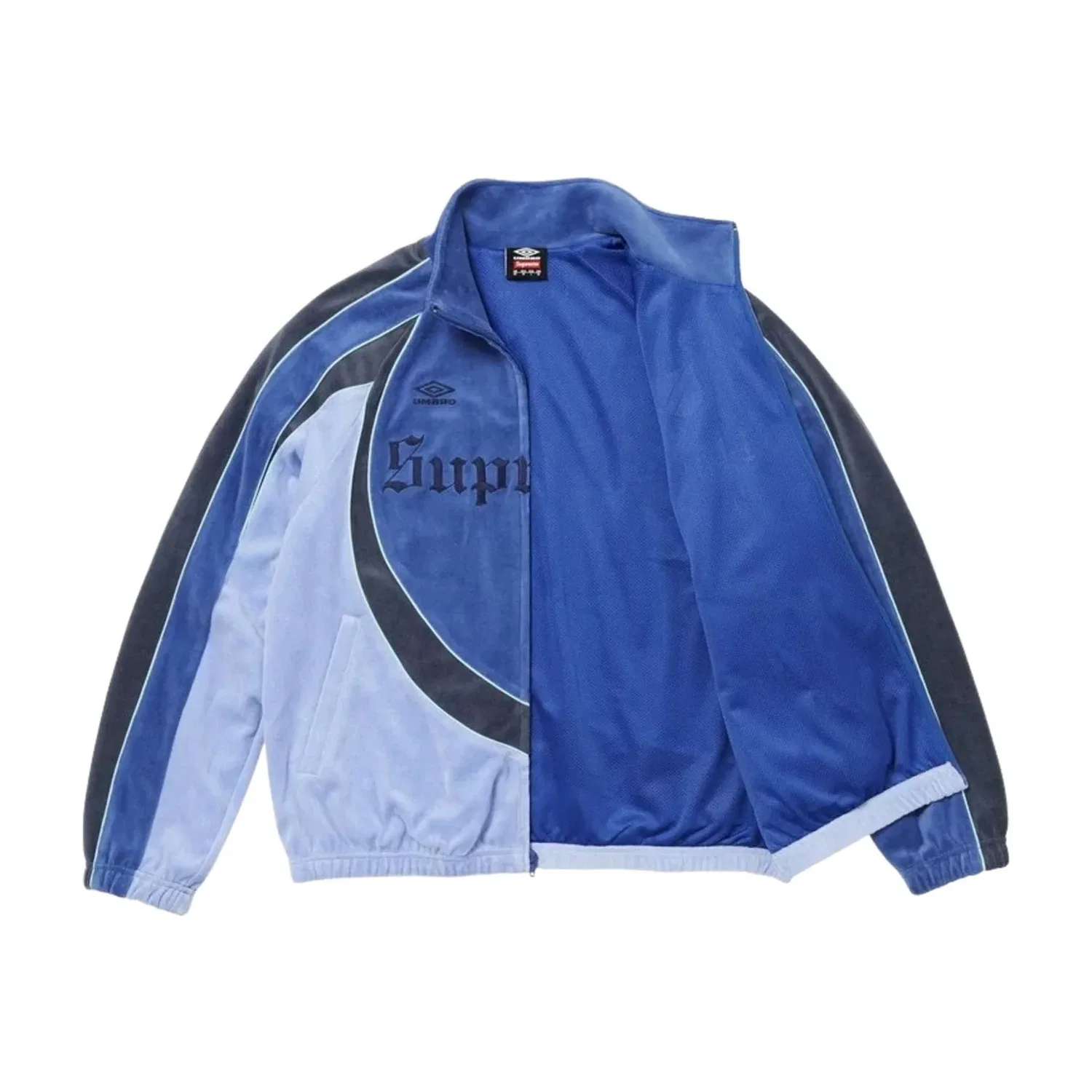 Мужская куртка FW26 x Umbro Velour Track Jacket 'Blue' Supreme, синий — фото 2