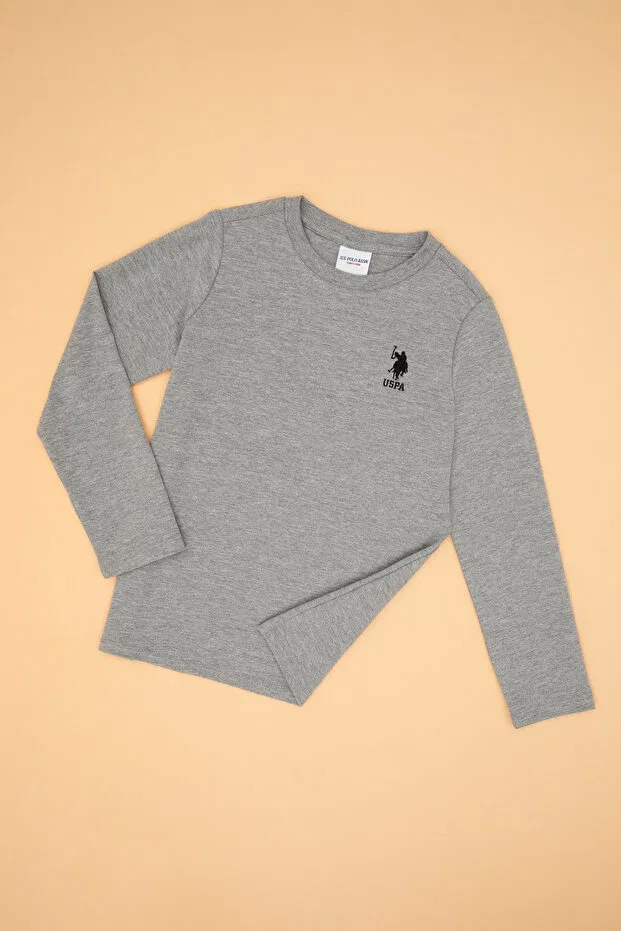 Детское для мальчиков свитшот с длинным рукавом U.S. Polo Assn., Gray Melange — фото 3