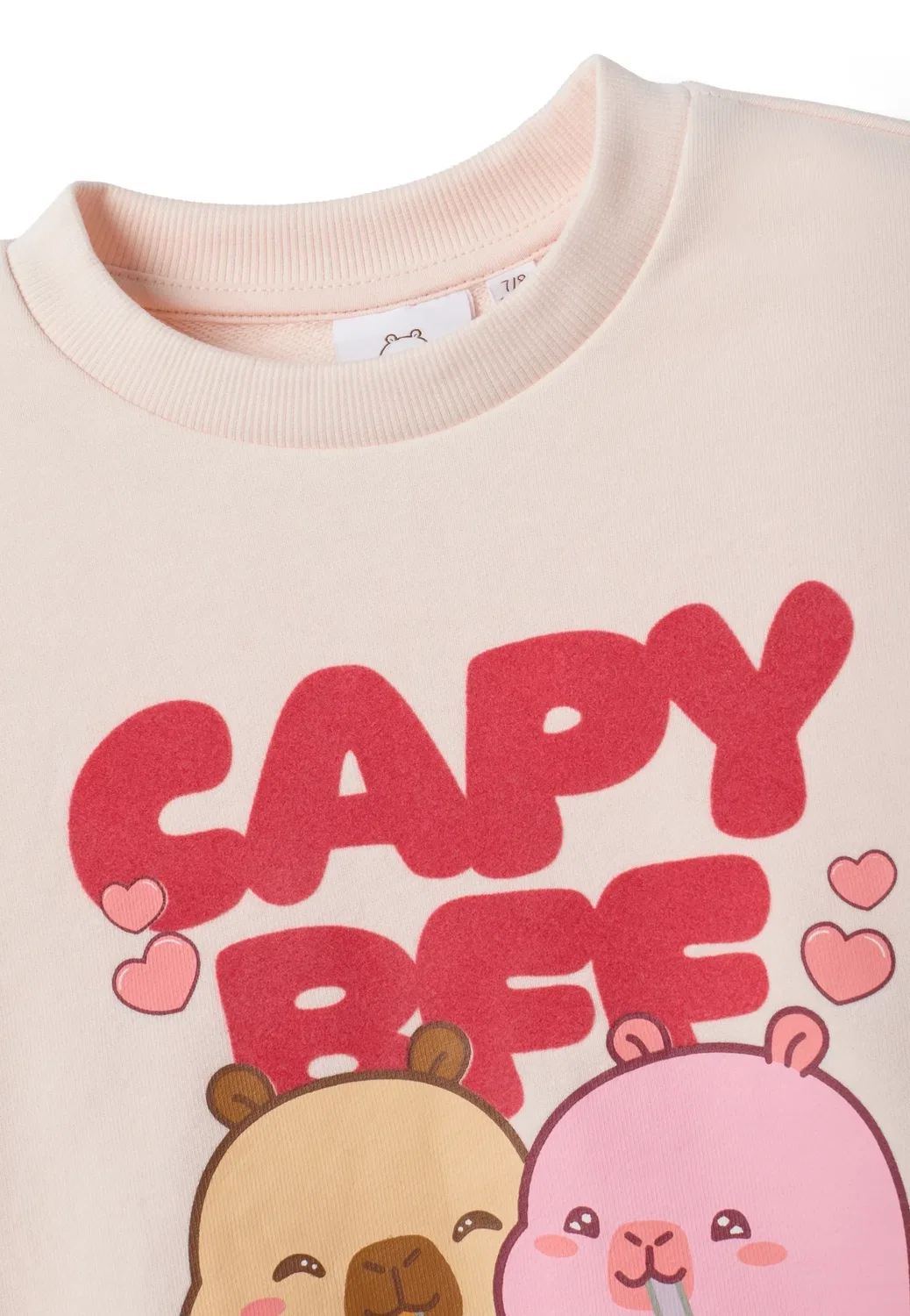 Толстовка с круглым вырезом и принтом капибары для девочек - толстовка Ovs, Baby Pink — фото 3