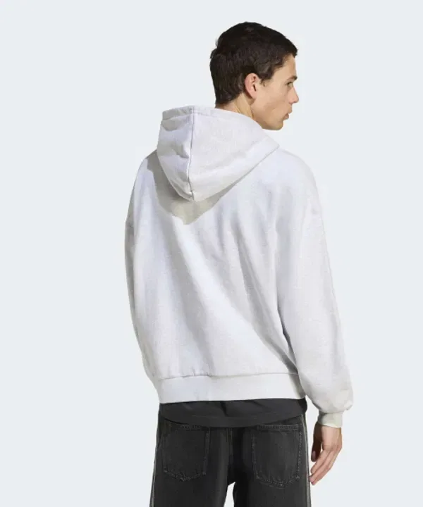 Флисовая кофта с капюшоном, полная застежка, Adidas, Light Grey Heather — фото 2