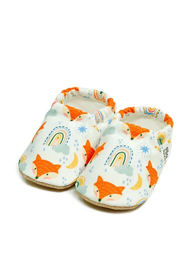 Детские пинетки без каблука с принтом Non-Slip sole fox baby booties Ella Bonna, Fox