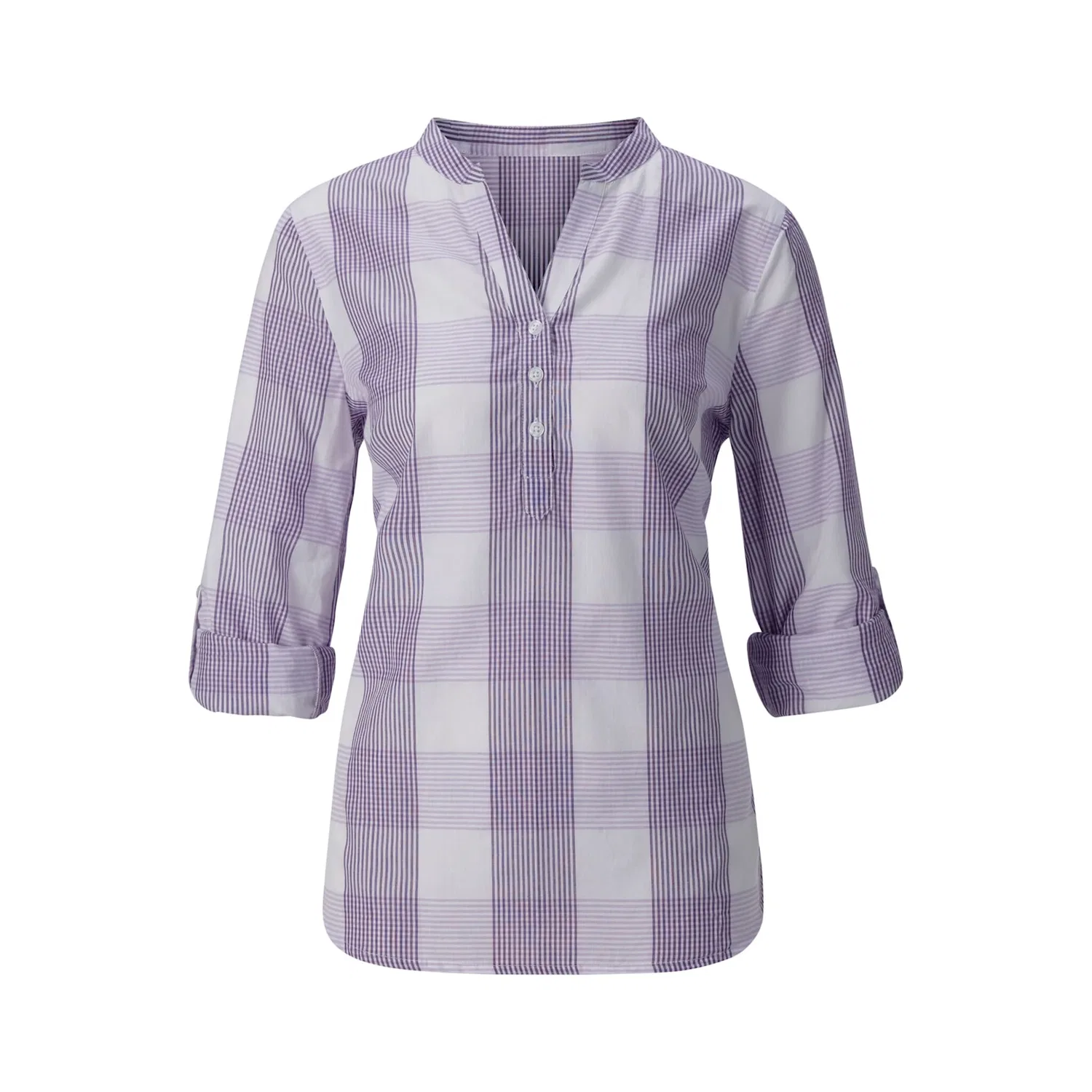 Женская блуза свободного кроя в клетку Casual Looks, Lavender-White Plaid — фото 3