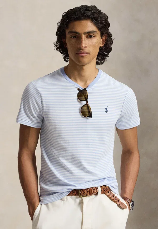 Футболка хлопковая Custom slim fit soft cotton t-shirt Polo Ralph Lauren, Newport Navy/White, белый