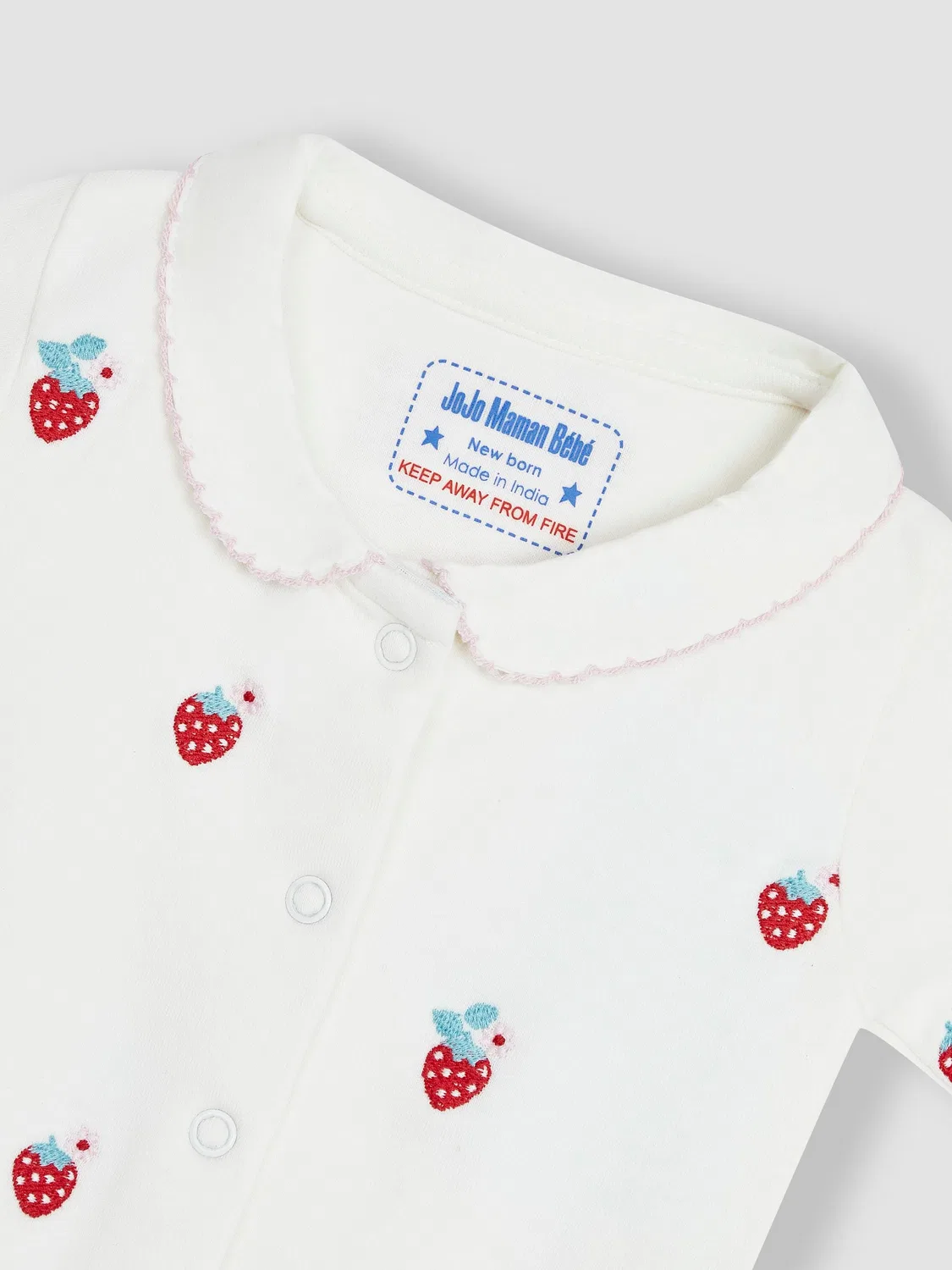 Комбинезон с вышивкой клубники JoJo Maman Bébé, красный — фото 4