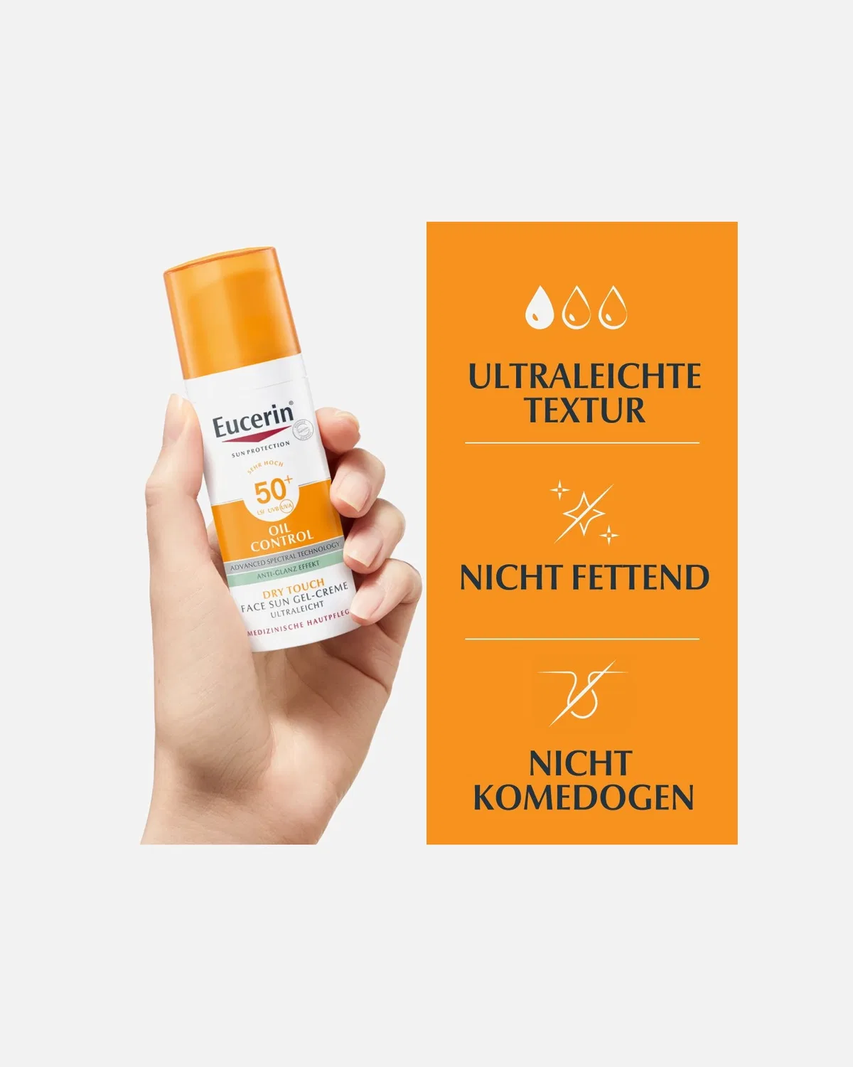 Солнцезащитный крем-гель для лица с SPF 50+, контролирующий жирность кожи лица Eucerin, 50 Ml — фото 3