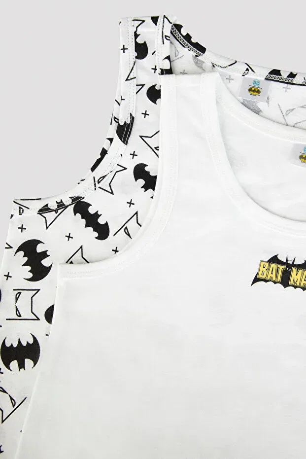 Детское для мальчиков хлопковое комплект маек Batman 2-pack Penti, Optical White — фото 2