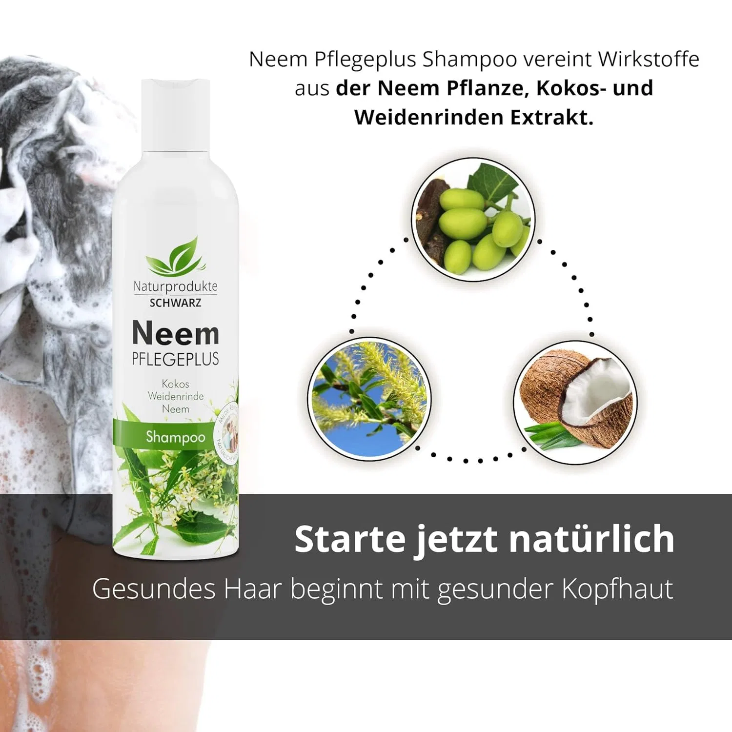 Шампунь «Neem Pflegeplus» с маслом нима и экстрактом коры ивы 250 мл от Naturprodukte Schwarz Naturprodukte Schwarz — фото 2