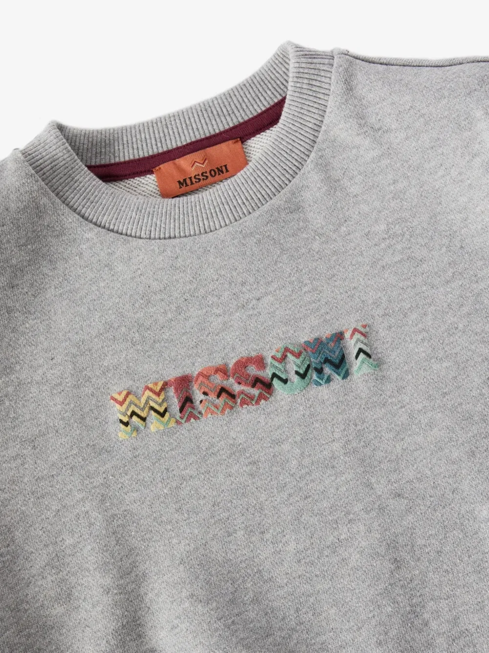 Свитшот с вышивкой зигзаг Missoni Kids, серый — фото 3