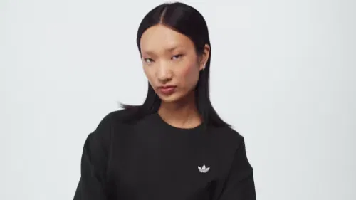 Женский свитшот оверсайз на флисе Essentials Crew Long Fleece Oversized, Adidas Originals, черный — фото 2