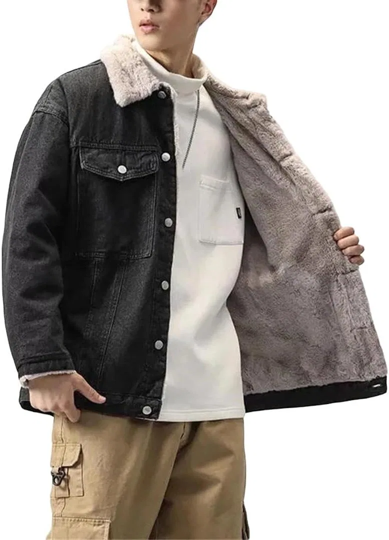 Мужское джинсовое пальто на флисе Retro, Fleece Blue