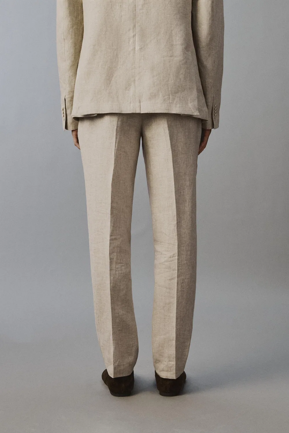 Брюки от костюма из 100% льна ZARA, Light Beige — фото 3
