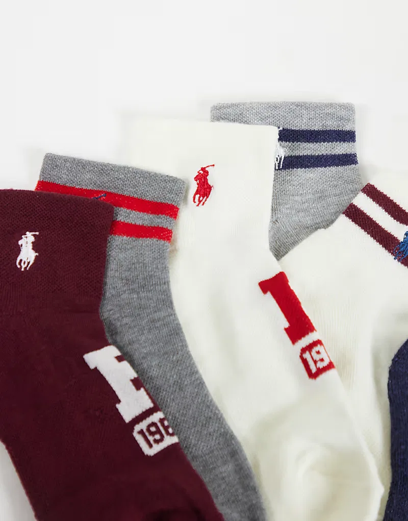 Набор из 5 пар носков Polo Ralph Lauren Varsity с логотипом, разноцветные — фото 3