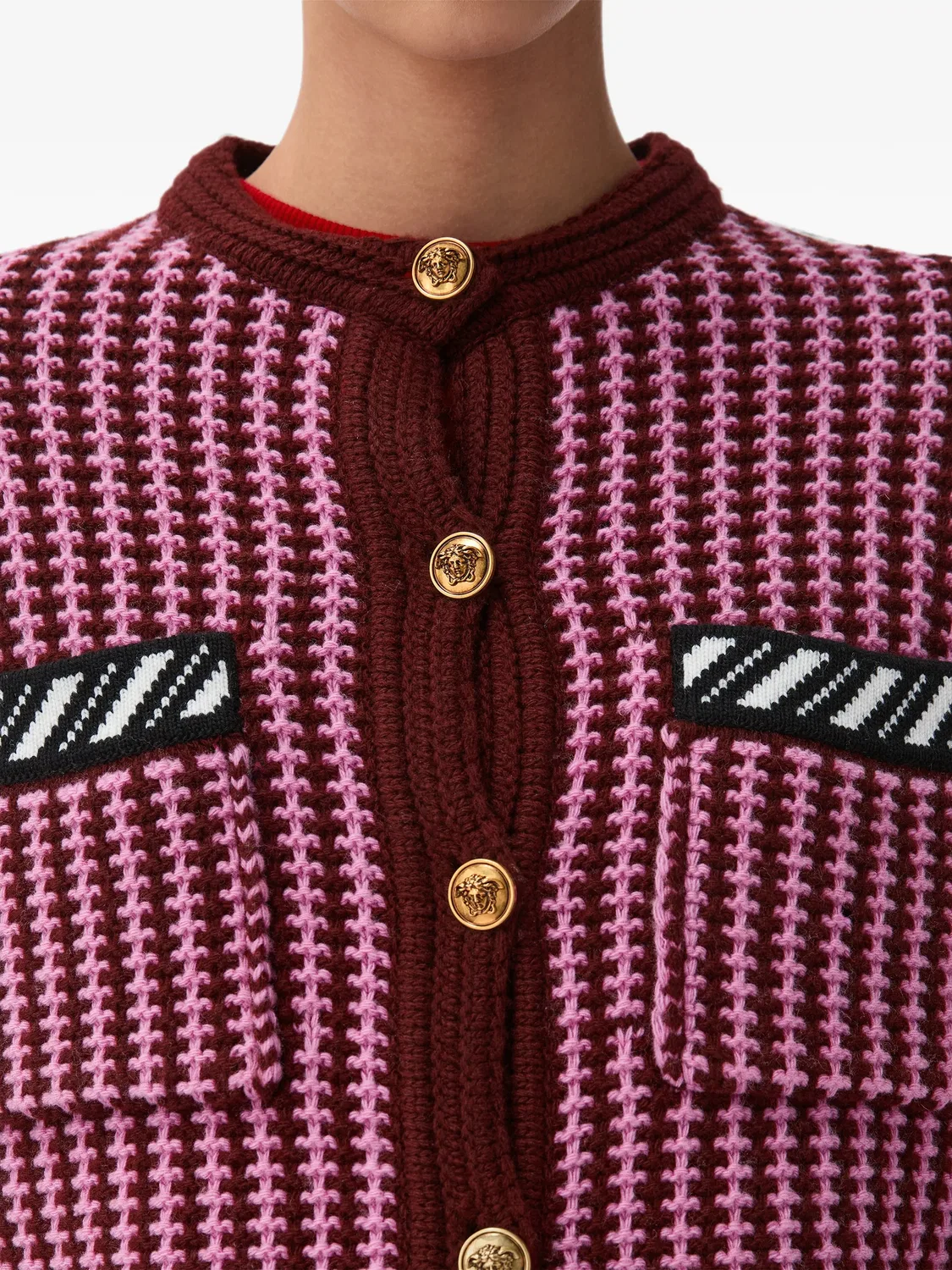 Шерстяной кардиган в технике кроше Versace, фиолетовый — фото 4