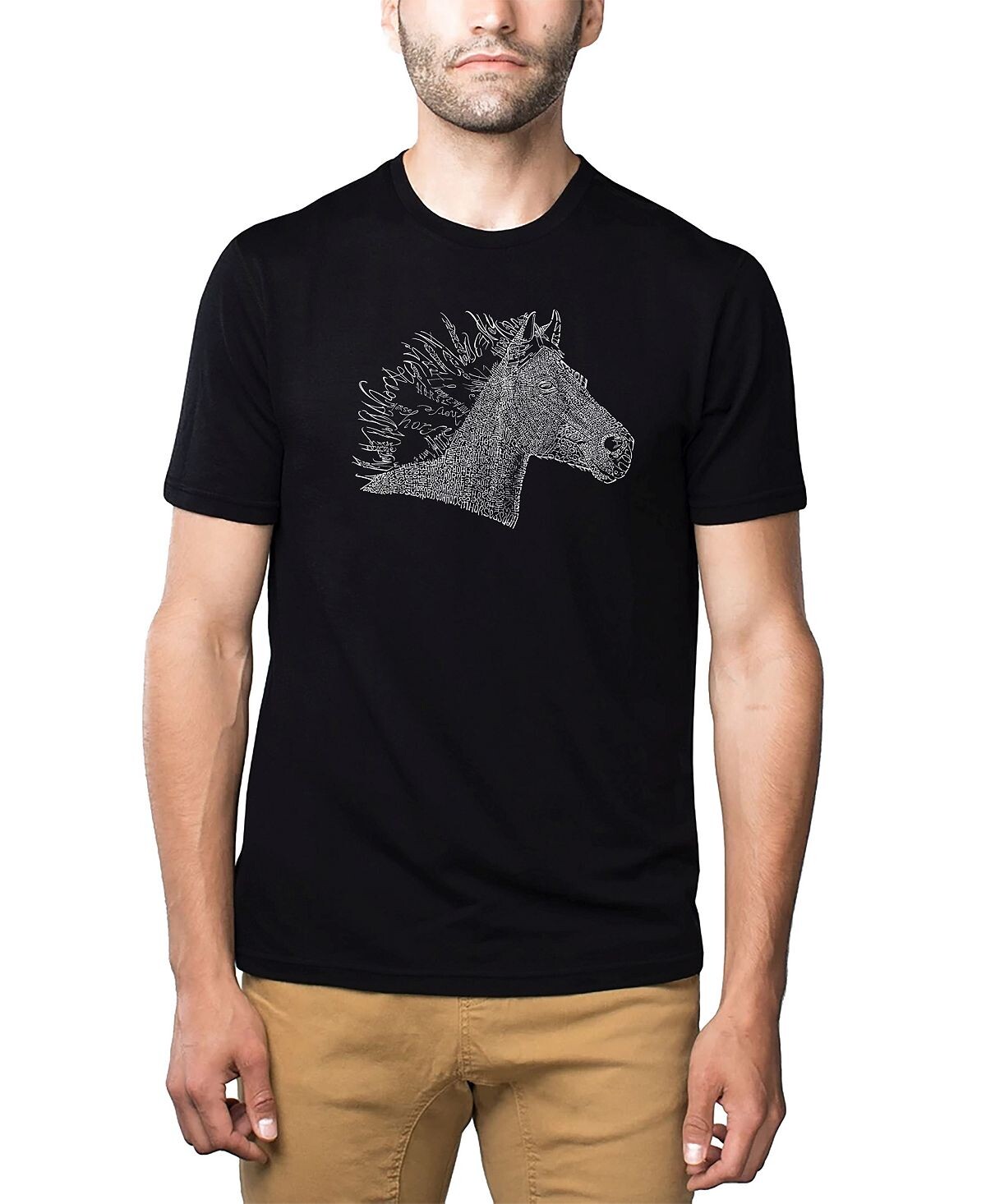 

Мужская футболка premium word art - horse mane LA Pop Art, черный