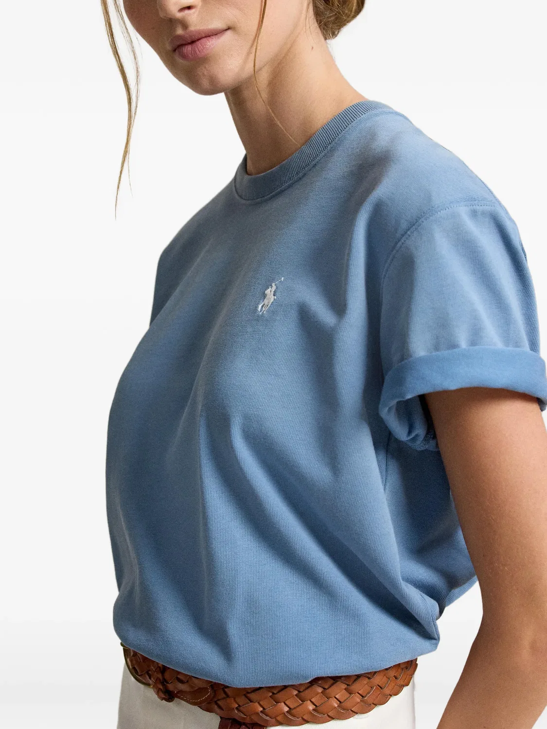 Футболка с вышитым логотипом, синяя Polo Ralph Lauren, синий — фото 3