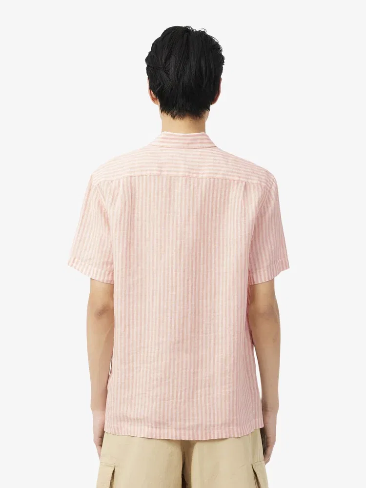Рубашка с коротким рукавом, льняная полоска, CH8061-56G TIM LACOSTE, Light Pink — фото 3