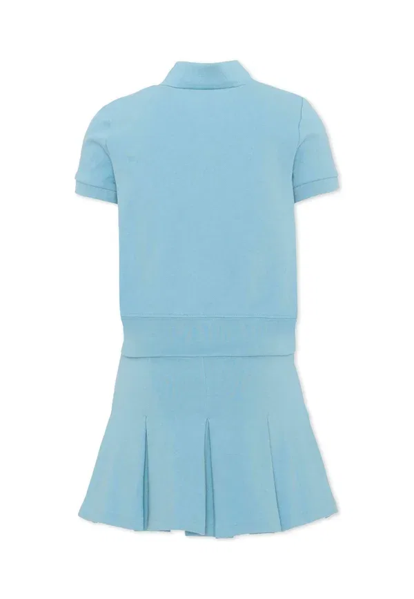 Комплект: юбка плиссе и поло из хлопка Polo Ralph Lauren, light blue, светло-голубой — фото 2