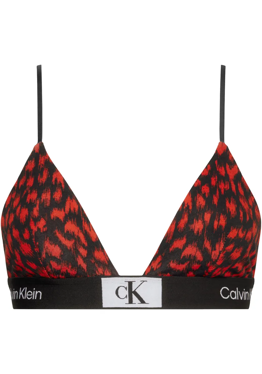 

Бюстгальтер без косточек Calvin Klein Underwear "UNLINED TRIANGLE", с классическим поясом с логотипом CK, цвет Blur-Leopard/Hazard