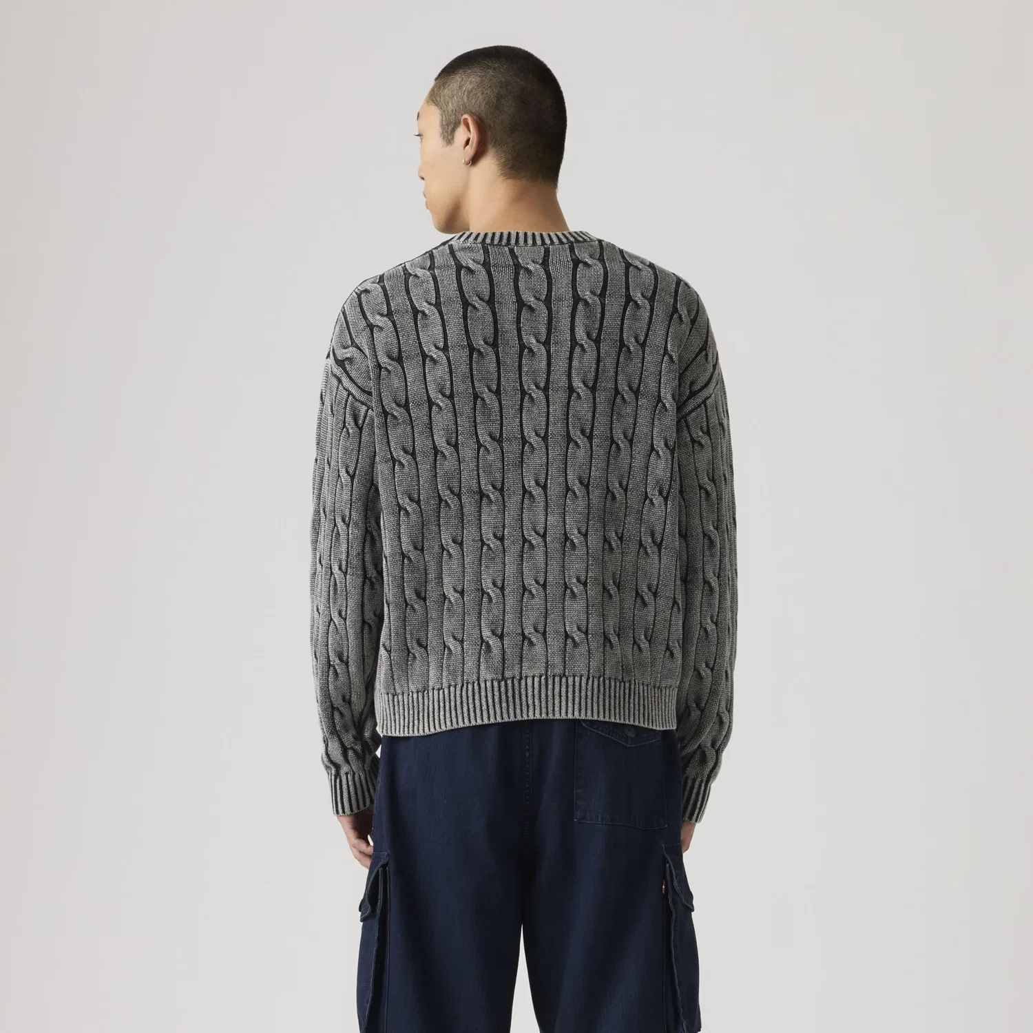 Мужской пуловер с кабельным узором Carmel Cable Crew Levi's, Cable Rib 5 Gg Phanto — фото 2