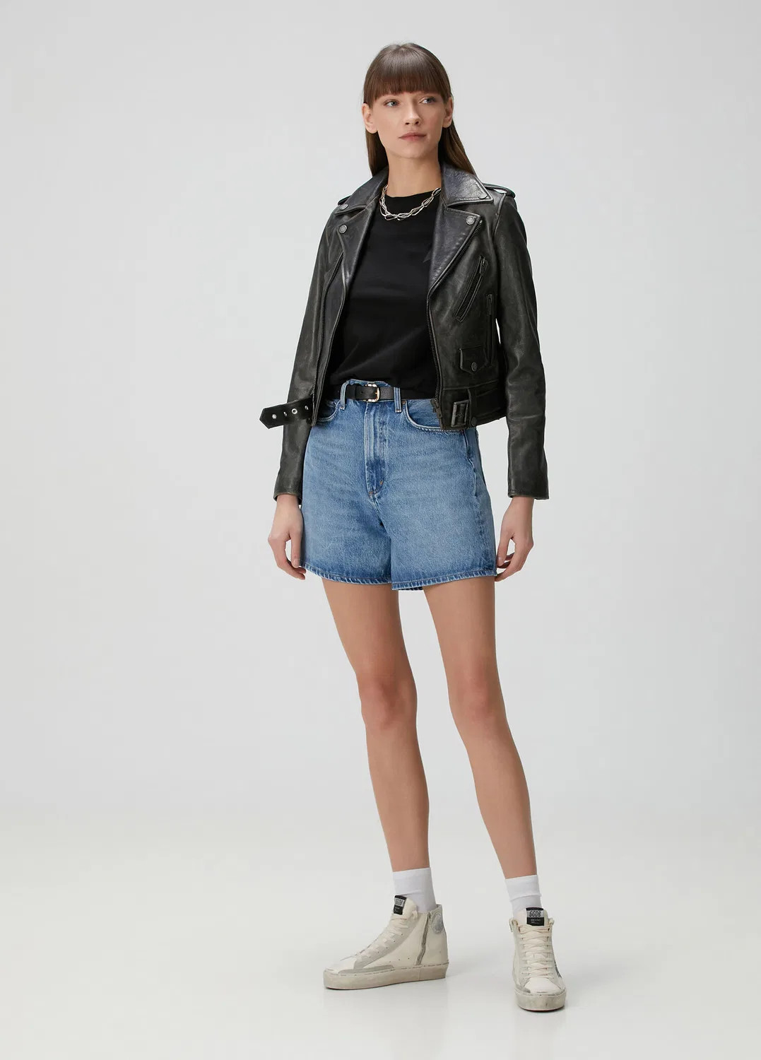 Куртка кожаная бiker Golden Goose, black — фото 2