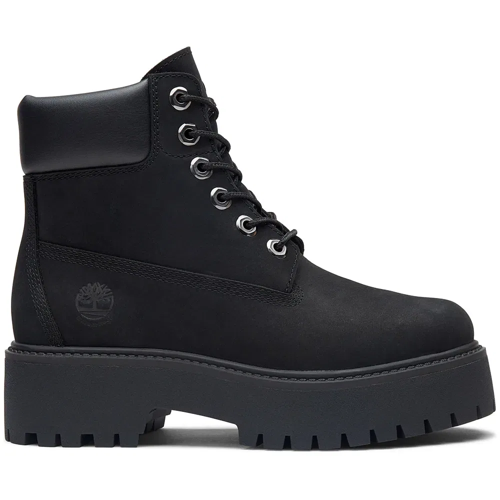Детские ботинки для девочек с платформой Timberland Stone Street 6 Inch Lace Up WP, Black
