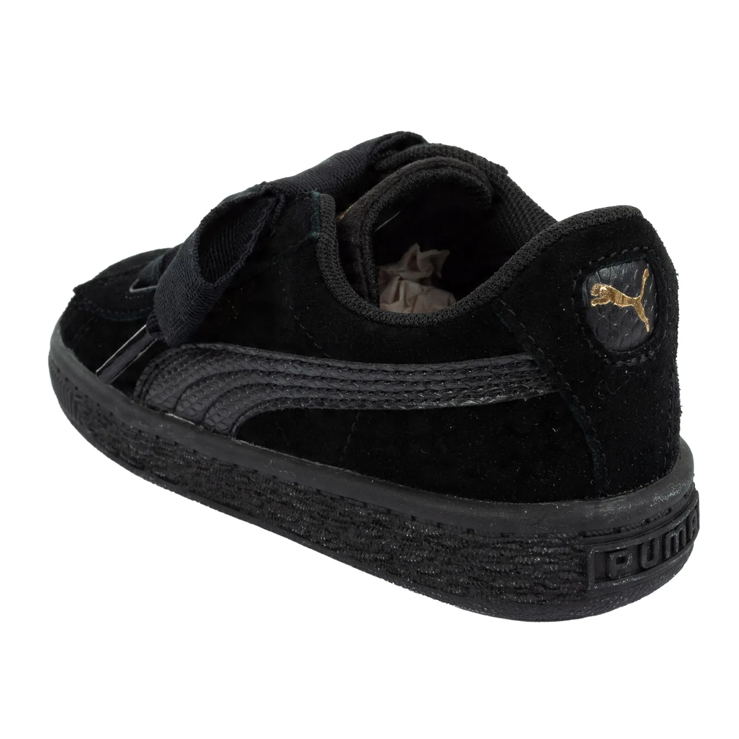 Детские кожаные кроссовки с сердцем SNK Puma, Schwarz — фото 2