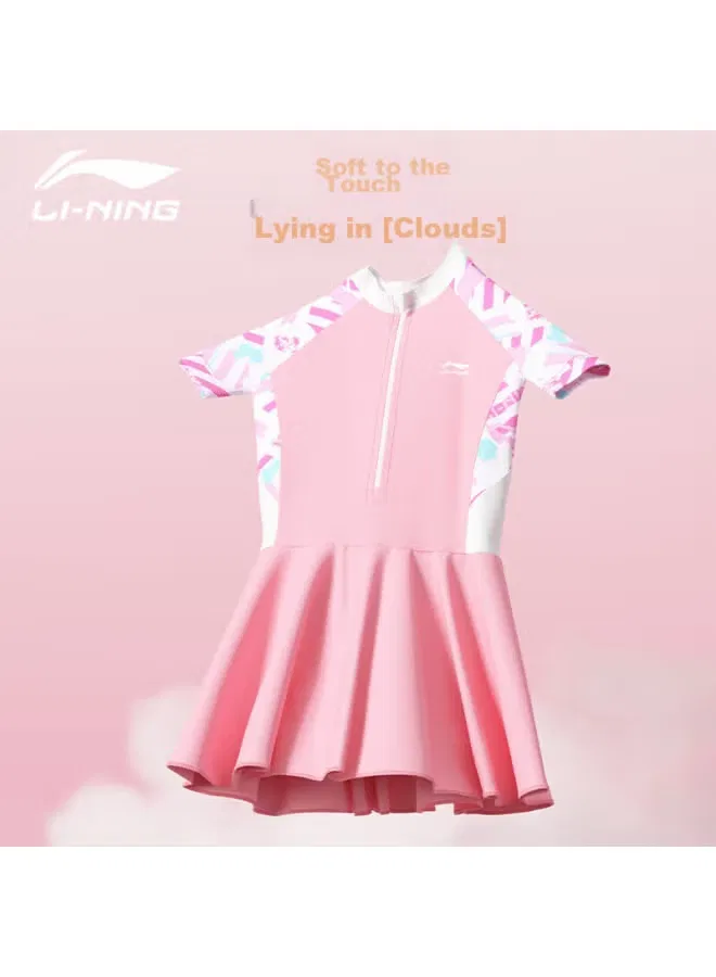 Купальник детский слитный с шортами 733 Li-Ning, розовый — фото 3