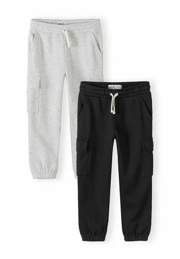 Брюки из футера, 2 шт в упаковке, Joggers 2 pack with pockets - cargo trousers, Minoti, серо-черный меланж