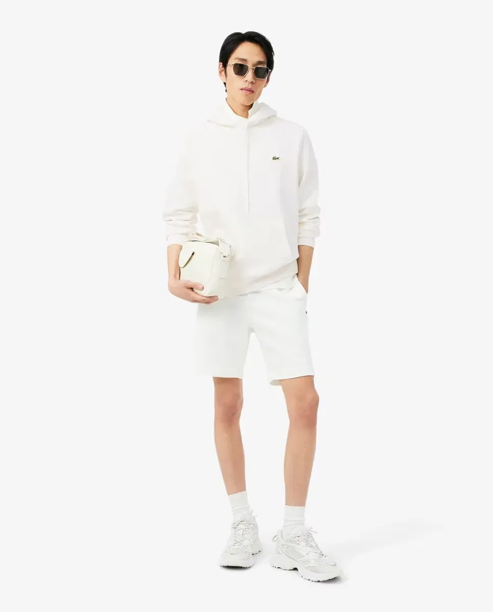 Худи мужская Lacoste с капюшоном и молнией, с принтом, Blanco — фото 4