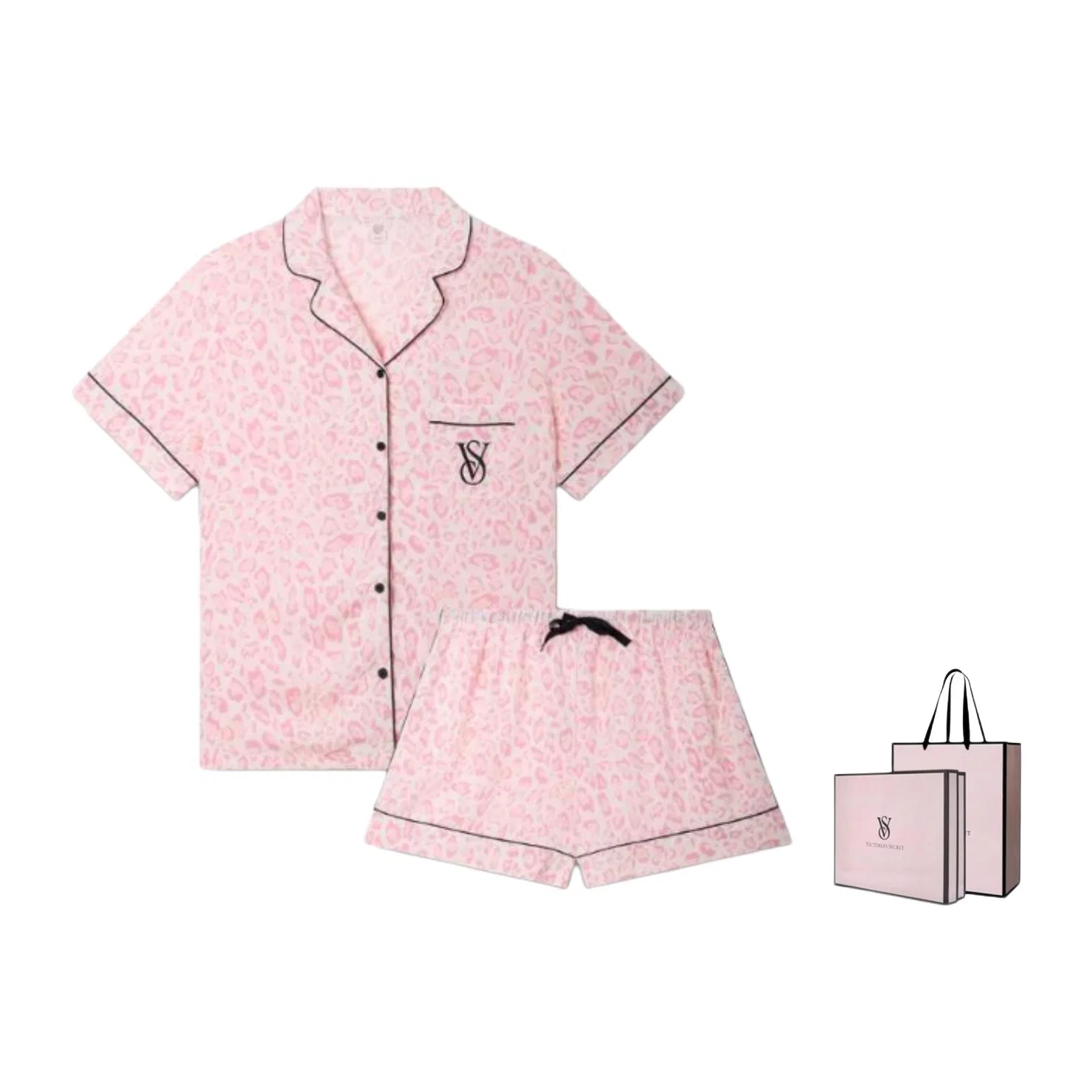 Женский комплект пижамы с леопардовым принтом Victoria's Secret, Pink Leopard Print