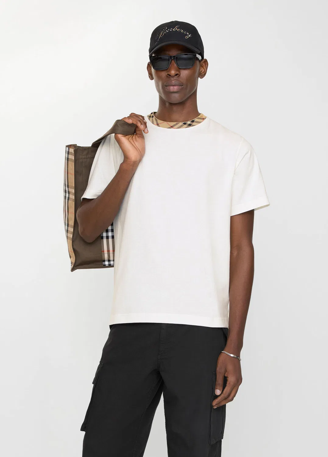 Футболка Burberry Check Trim, белый — фото 2