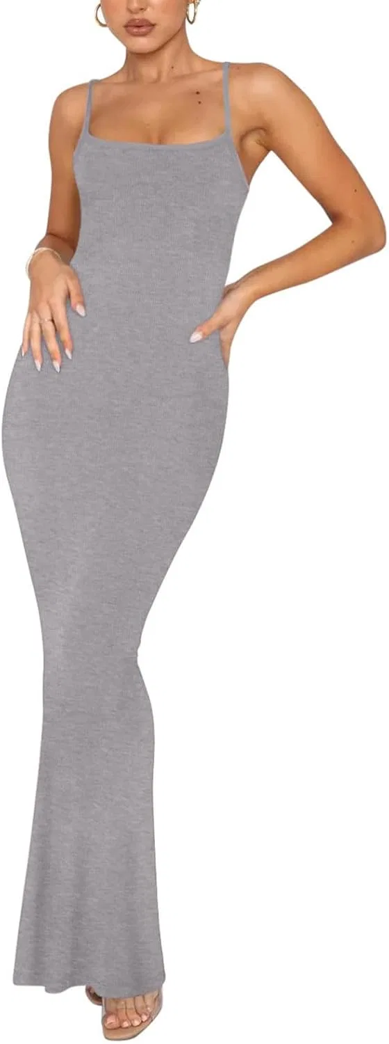 Женское длинное платье-комбинация без рукавов Maxi, Grey