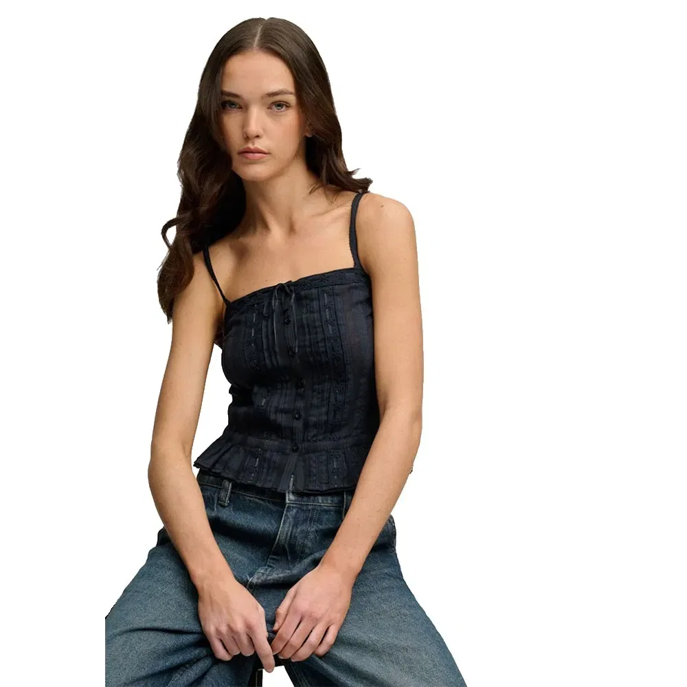 Топ кружевной без рукавов Lace Cami Superdry, черный — фото 4