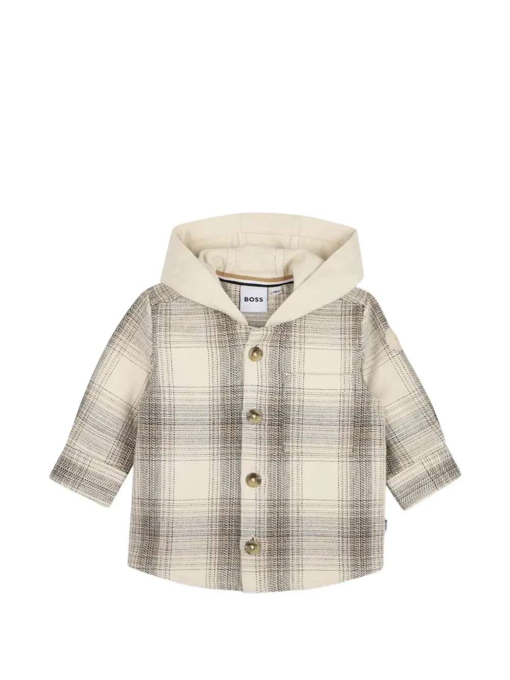 Клетчатая рубашка с капюшоном Boss Kidswear, бежевый
