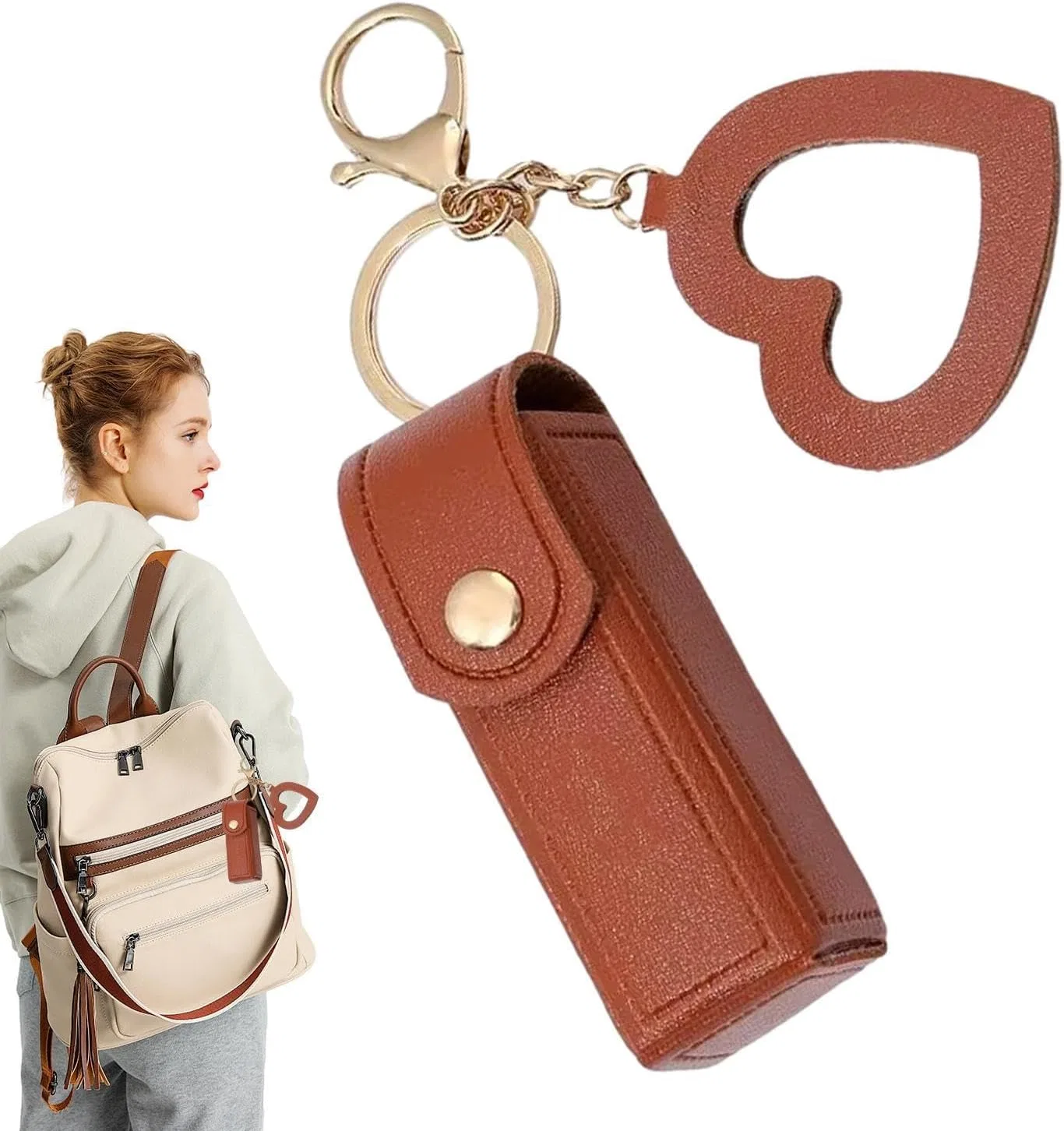 Косметичка из PU-кожи, Lippenstift-Mini-Aufbewahrungstasche, Coffee Generisch — фото 3