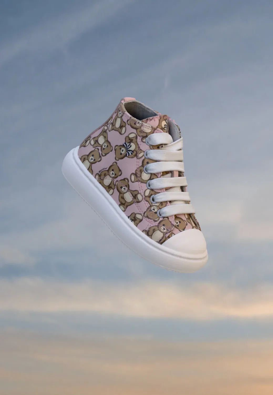 Унисекс - высокие кроссовки Moschino, Pink/White/Brown