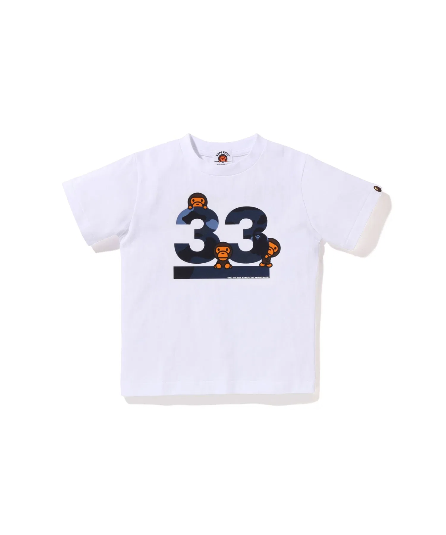 Детская футболка A BATHING APE 33RD ANNIV. BABY MILO камуфляж сине-белая