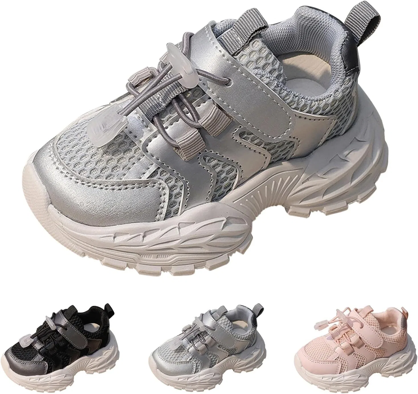 Детские кроссовки для мальчиков с дышащей сеткой, модель Mesh Sneakers, Silver — фото 3