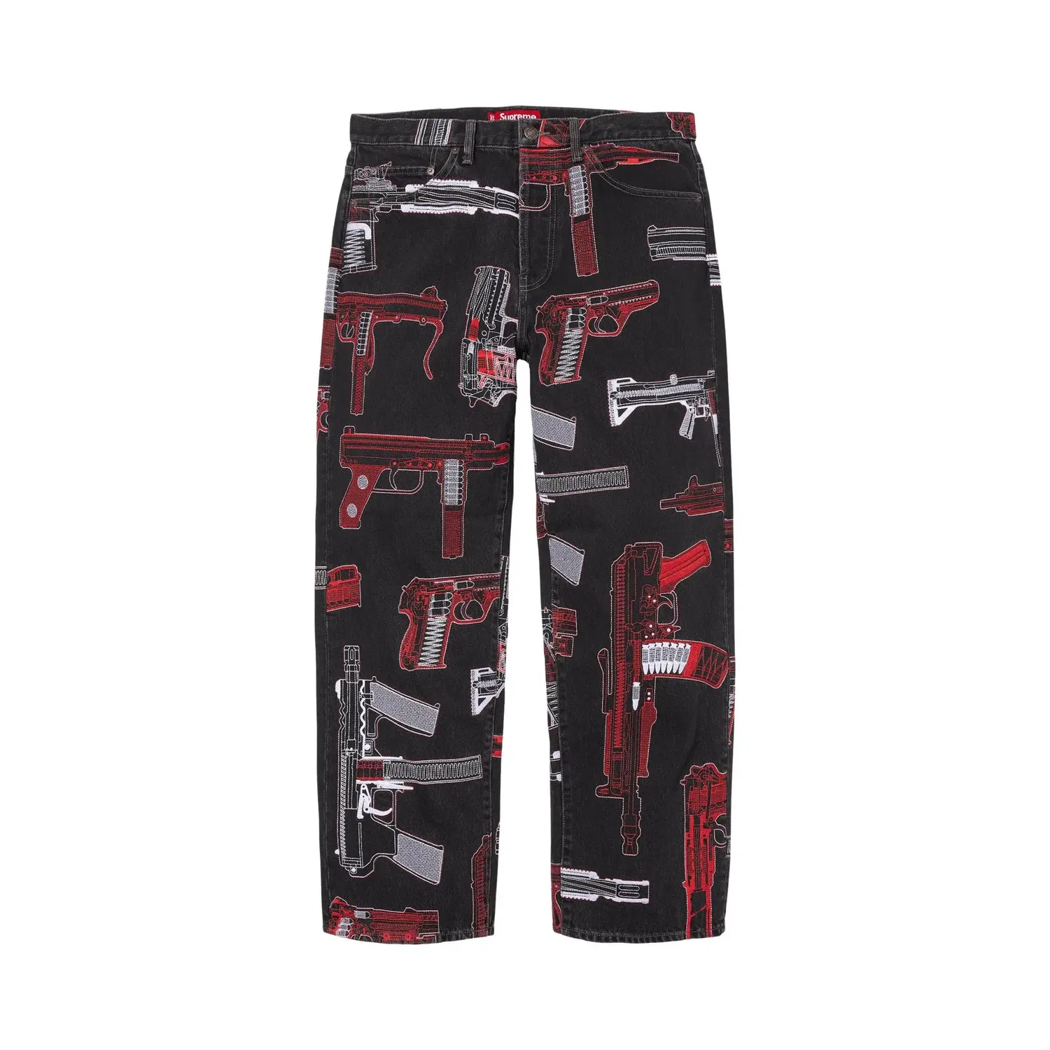 Джинсы Supreme Guns Embroidered Loose Fit Jean (вышитые), черный
