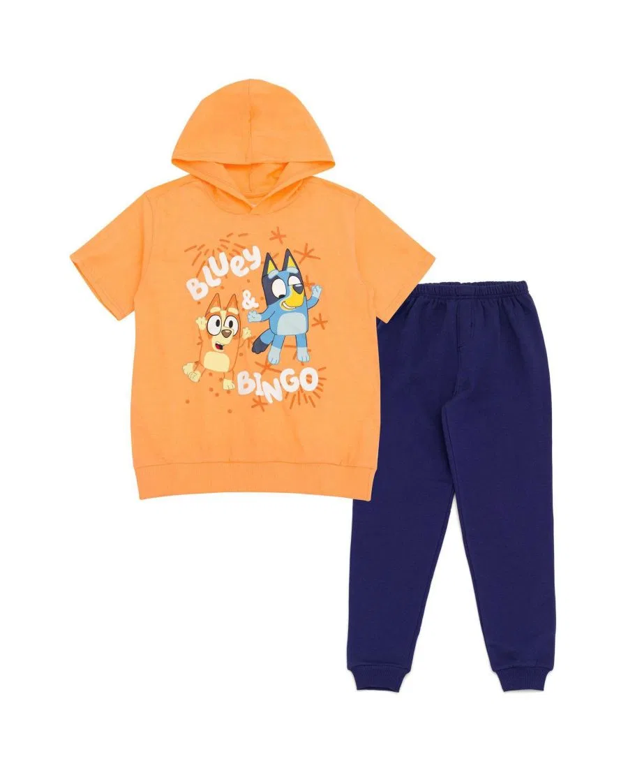 Комплект из худи и джоггеров с принтом Bluey Bingo Bluey, Orange Bluey Bingo