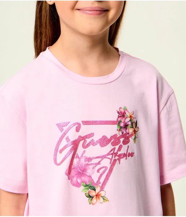 Детская футболка для девочек с принтом T-Shirt Guess, Rosa — фото 4