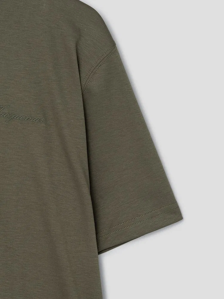 Футболка с коротким рукавом, шелковая смесовая, Tovalo JACQUEMUS, Dark Khaki — фото 4