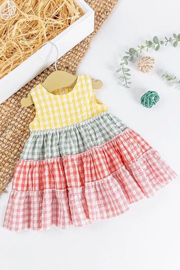 Детское платье для девочек с принтом Gingham patterned colorful summer Babymod, Multicolor