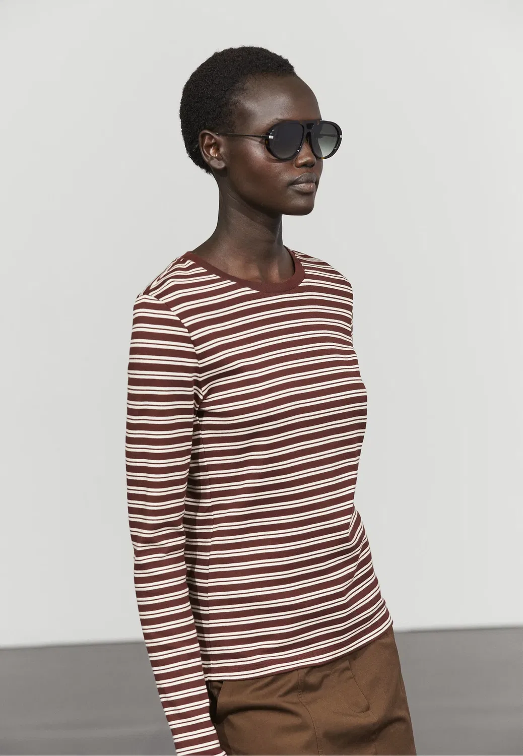 Топ с длинными рукавами Massimo Dutti, Brown