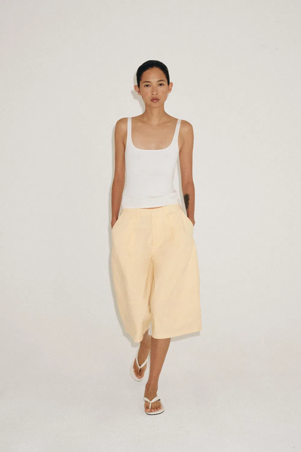 Топ из полиамида с бретелями ZARA, White